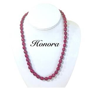 HONORA Pearl Sterling Silver Necklace Cherry Red Cultured 20" Freshwater